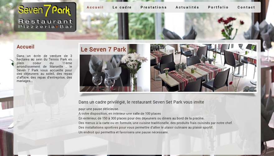 Conception et Réalisation site web marseille - dgwdesign - Restaurant Seven Set Park La valentine - Marseille